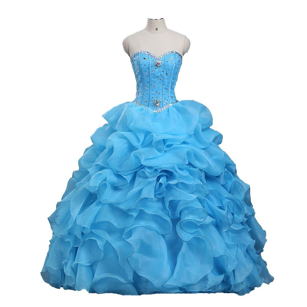 2017 Sexy Cheap Sweetheart Ball Gown Organza Quinceanera Dresses with Beaded Sweet 16 Dress Lace Up Floor Length Vestido De Festa BM84