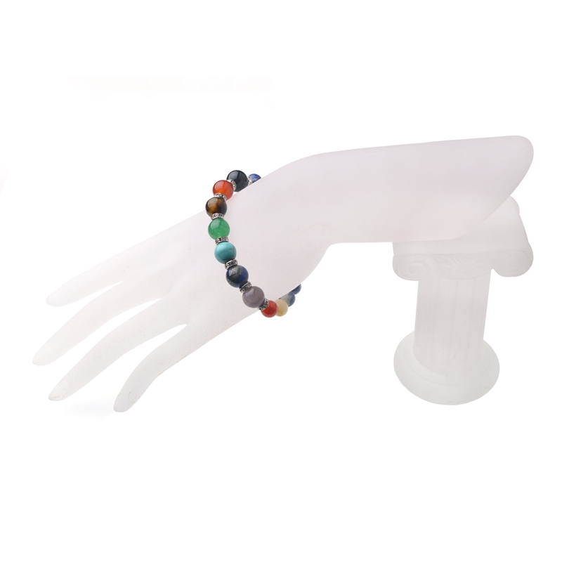 Fashion 7 Chakras Summer Woman Cool Treatment Yoga Natural Stone Bracelet Semi-Precious Stones Reiki Prayer Stones Women