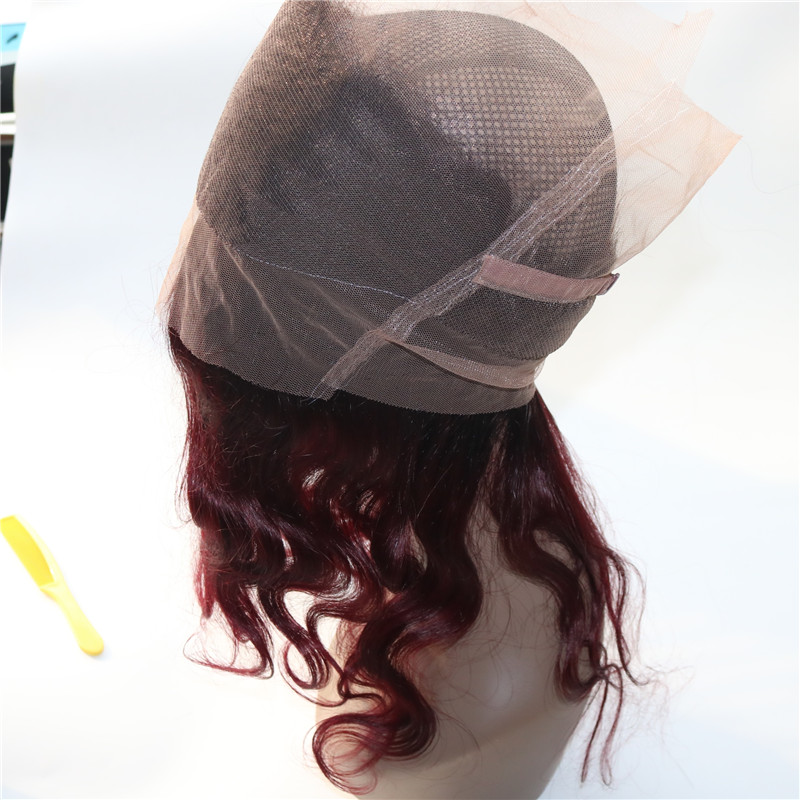 360 Lace Frontal With Bundles Two Tone Dip Dye Burgundy 99J Body Wave Ombre Human Hair Weaves Closure