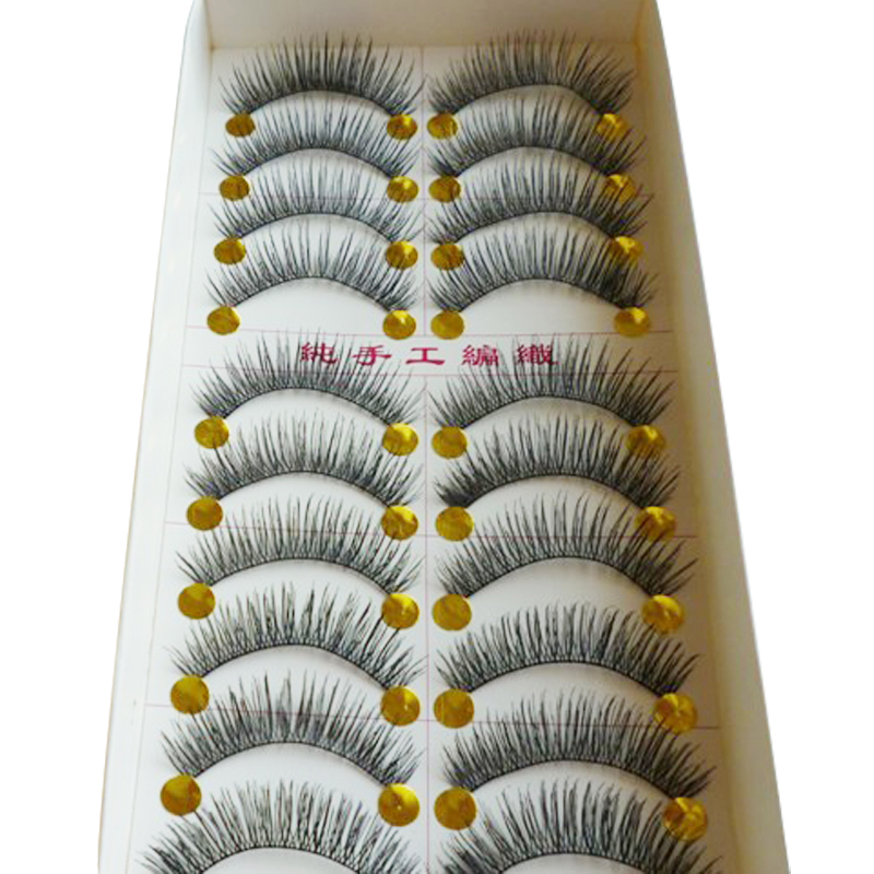 Hot! Handmade Natural False Eyelashes Cotton Thick Eyelashes Terrier E-5 Natural Bare Makeup Cross Thick False Eyelashes