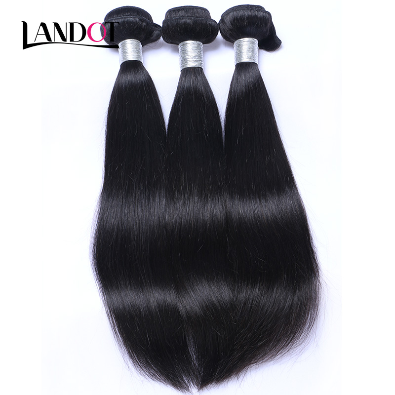 Brazilian Virgin Remy Human Hair 3 Bundles with Lace Top Closures Malaysian Peruvian Indian Cambodian Mongolian Straight Hair Weaves Closure