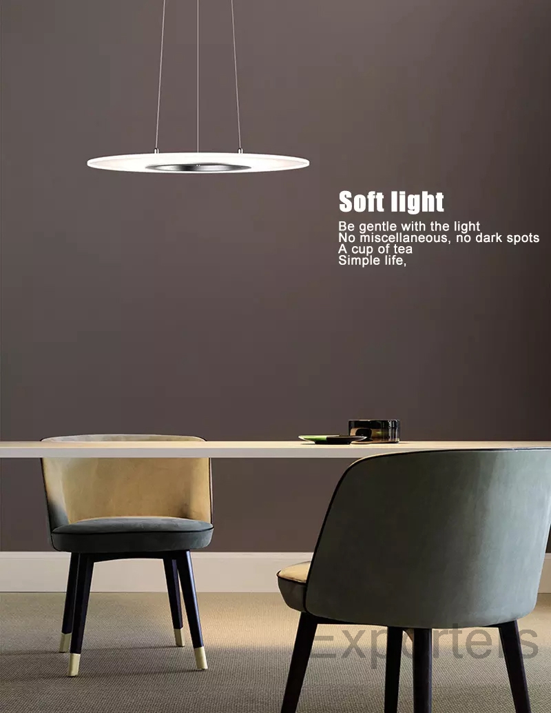LED Pendant Lamp Frameless Ring Acrylic Nanometer Guide Plate Panel Light Stepless Dimmable Lights Hotel Lighting Living Room Transparent
