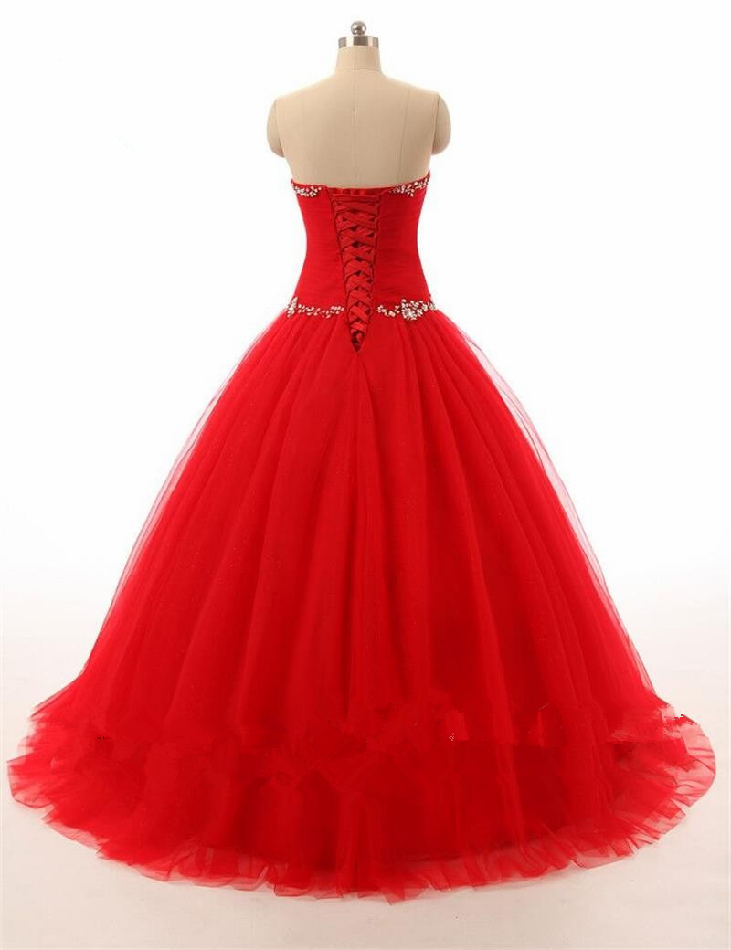 real photo red sweetheart ball gown quinceanera dresses with flower crystals beaded plus size prom pageant debutante party gown bm21