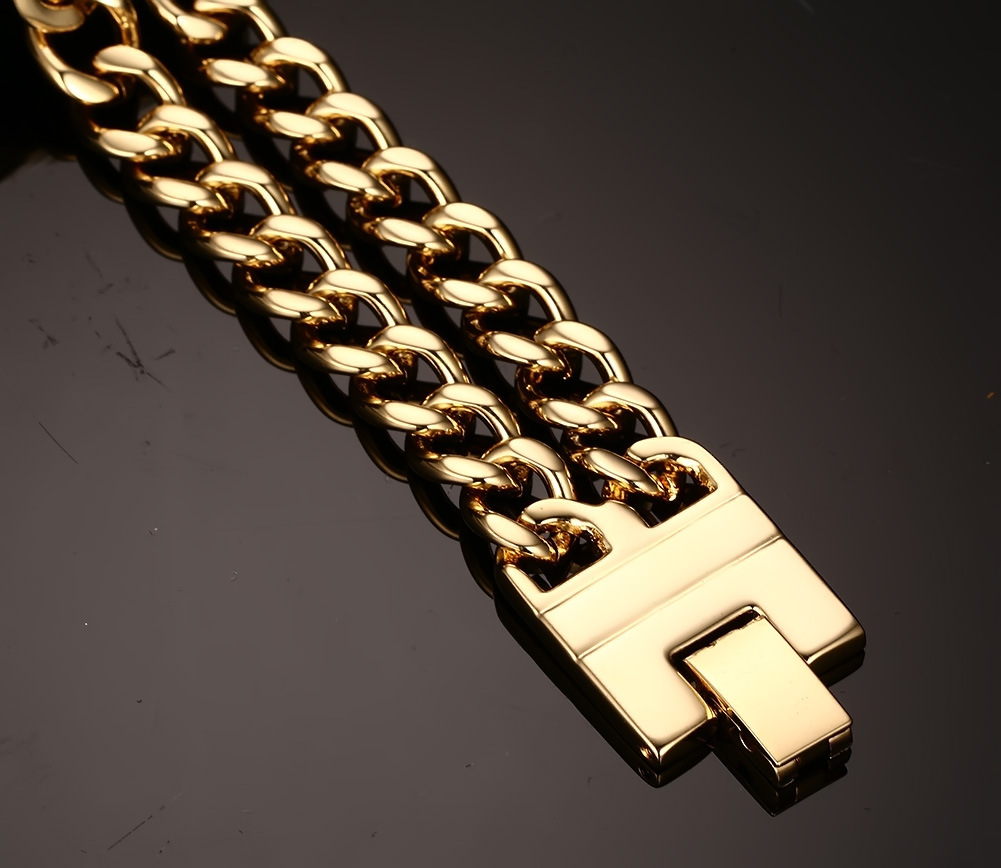 Gold Color Boy's Double Hand Chain Bracelets&Bangles Spanish Bracelets Bangles Punk Style Hand Wristband BR-203