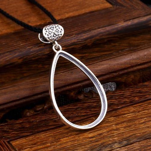 29x40mm Pear Cabochon Semi Mount 925 Sterling Silver Engagement Pendant Setting Fine Silver Jewelry Setting