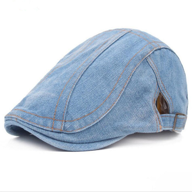 New Fashion Summer Denim Berets Cap for Men Women Washed Denim Hat Unisex Jeans Hats 6pcs/lot