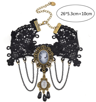 Newest Style Gothic Victorian Crystal Tassel Tattoo Choker Necklace Black Lace Choker Collar Vintage Women Wedding Jewelry