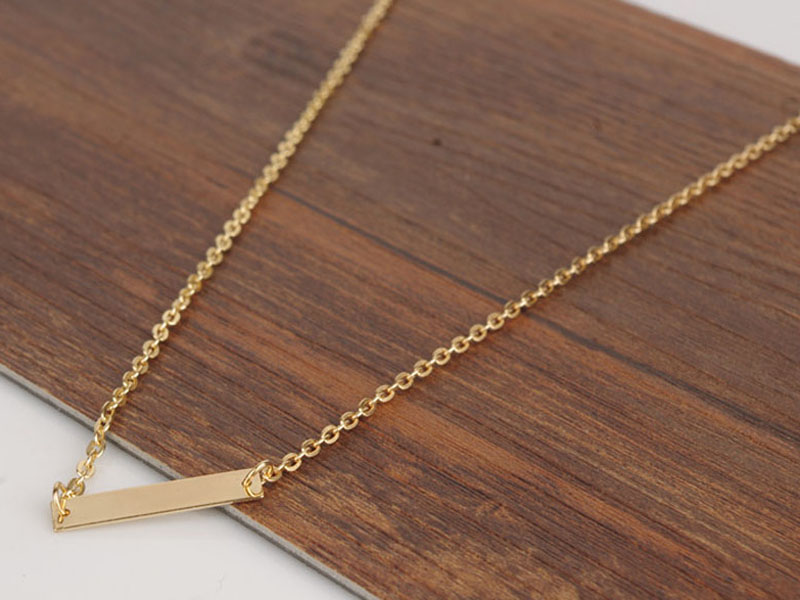 50pcs/lot European Star Brand Simple Elegant Pendant Necklace Gold Plated Alloy Bar Single Paragraph Short Chians Necklace
