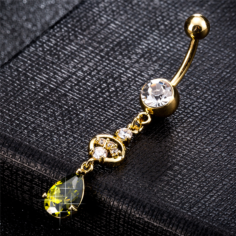 18K Yellow Gold Plated Women Piercing Body Jewelry Belly Button Navel Rings Body Piercing Jewelry Dangle Accessories