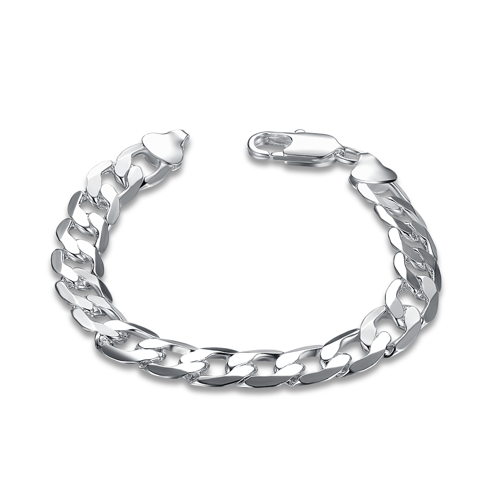Fashion Men's Cuban Link Chain Bracelet Silver Plated Copper Curb Link 10mm Width 7.87" Length Silver Biker Mens Jewelry, Black
Fashion Men's Cuban Link Chain Bracelet Silver Plated Copper Curb Link 10mm Width 7.87" Length Silver Biker Mens Jewelry, Black