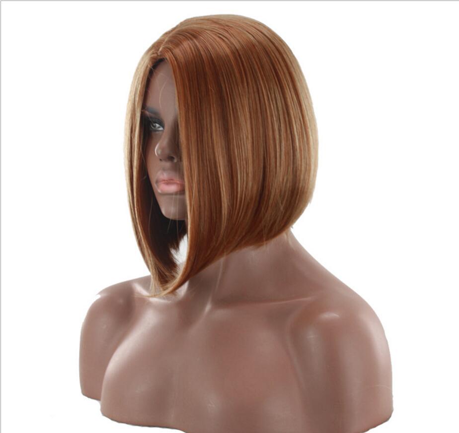 Fashion Short BOB Synthetic Straight Brown wig Hairstyle Hightemperature Cosplay Hair for Ladys