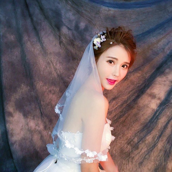 New Arrival Wedding Veils And Headpieces Free Shipping Sheer Tulle Butterfly Applique Elbow Length Cheap Custom Made Bridal Veil