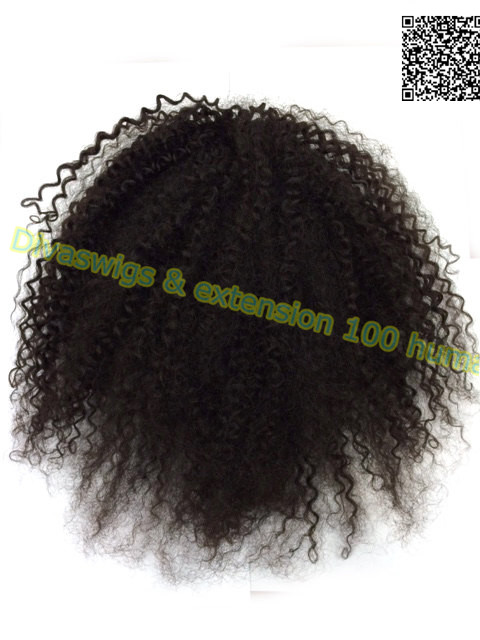 Variety Short human hair ponytail with bang clip in high afro kinky curly human hair drawstring ponytail hair extension for black women 160g