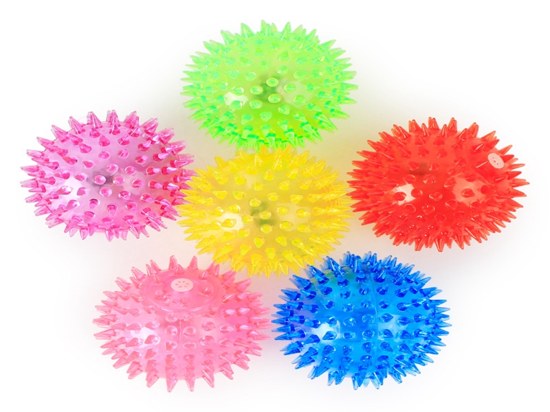 100pcs/lot Fast shipping Dog Cat Pet LED Squeak toy Rubber Chewing Bell Ball whistle ball Hedgehog Fun Toys