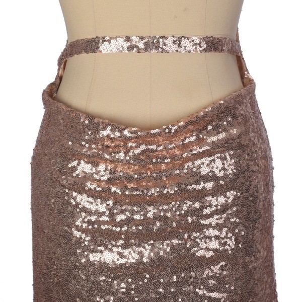 Sexy Sequined Prom Dresses Side Split Open Back Evening Wear Halter Neck Party Gowns In Stock