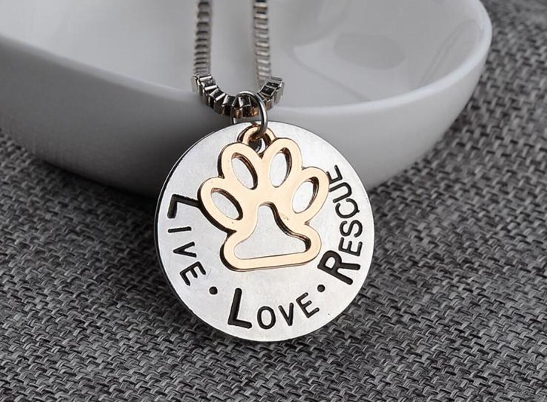 2018 Pendant Necklace Hand Stamped Personalized Animal Shelter Pet Rescue Paw Print Cat Dog Lover