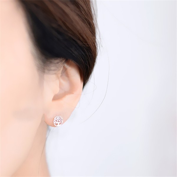 10Pair Simple Family Tree of Life Earring Round Circle Christmas Plant Tree Stud Earring Palm Prata Chakra Tree Earrings