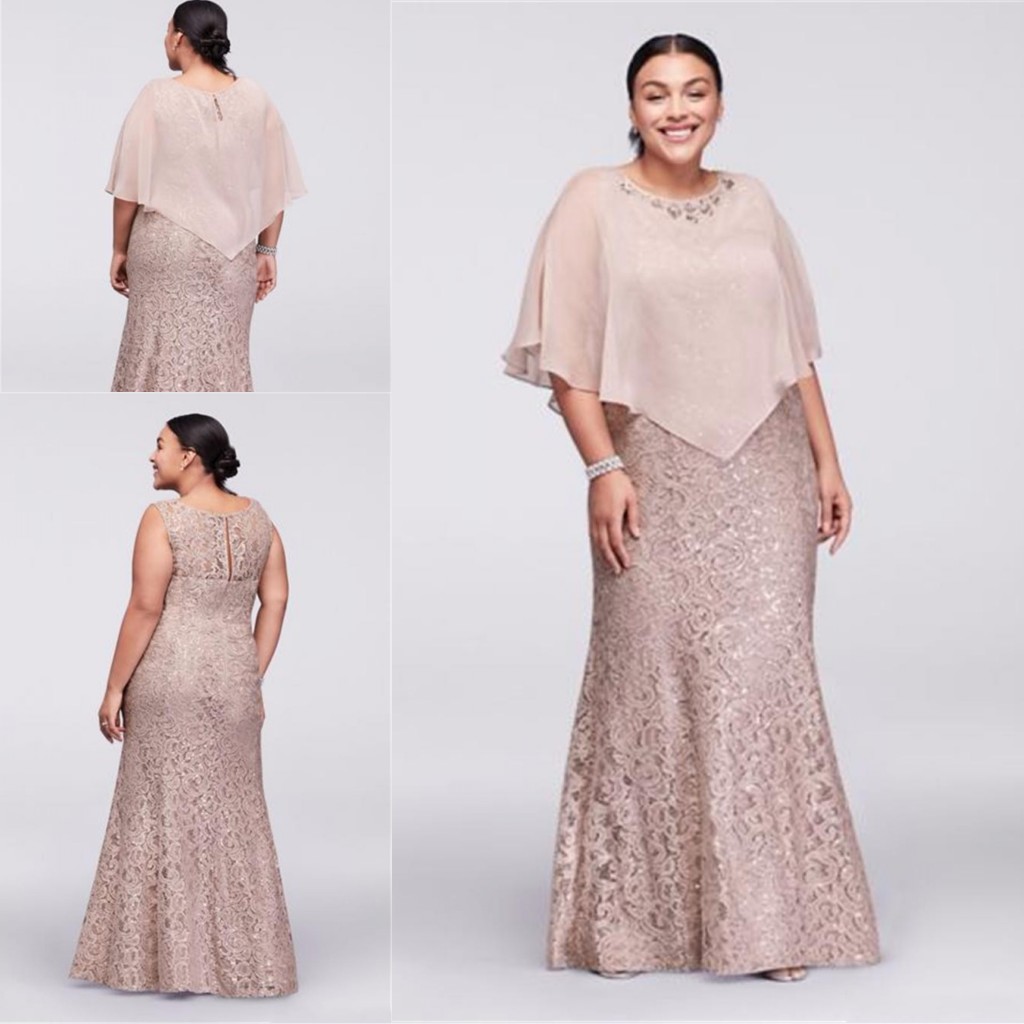 2020 Mother Off Bride Dresses Jewel Neck Champagne Full Lace With Cape Wrap Beaded Floor Length Mermaid Plus Size Wedding Guest Dresses
2020 Mother Off Bride Dresses Jewel Neck Champagne Full Lace With Cape Wrap Beaded Floor Length Mermaid Plus Size Wedding Guest Dresses