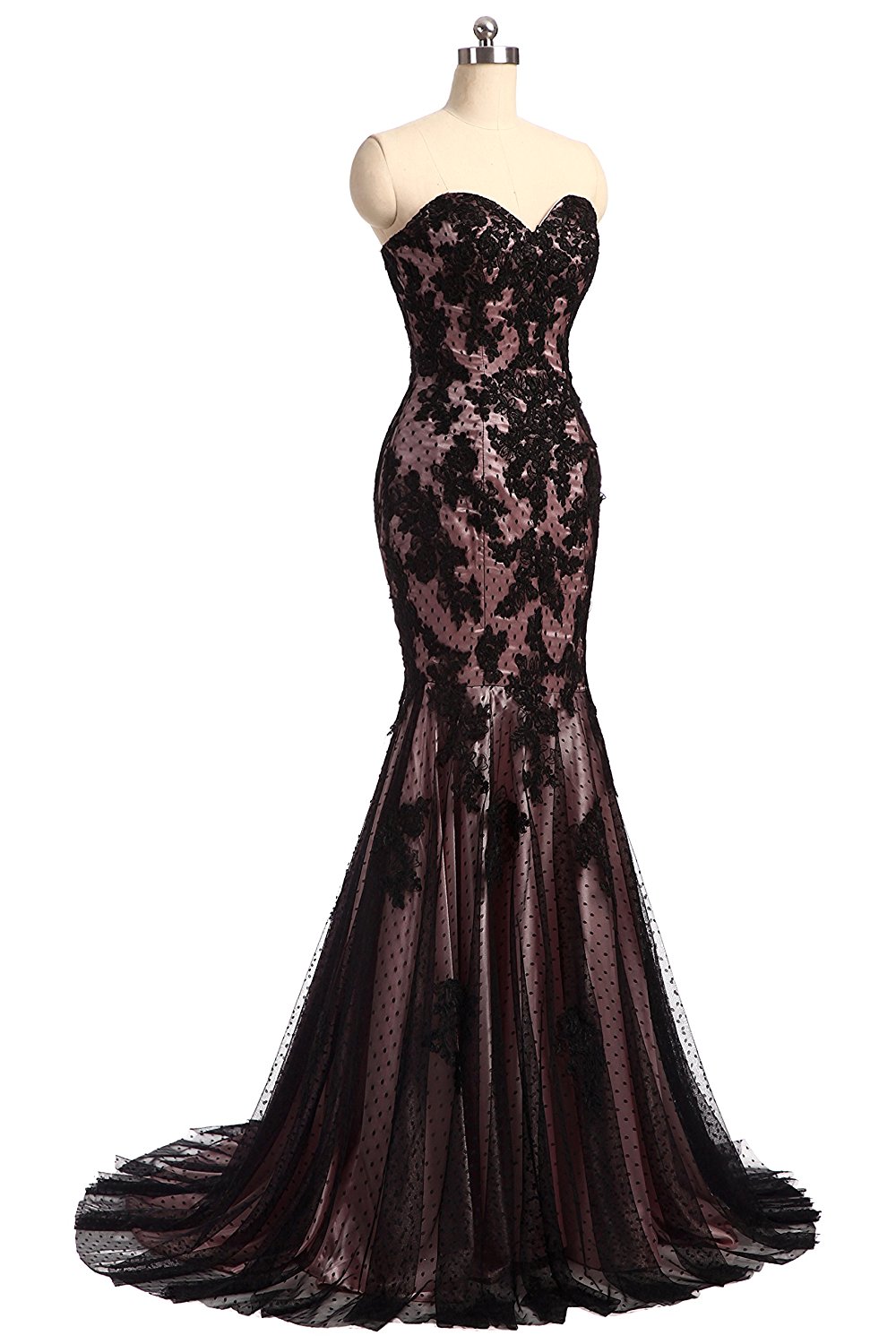 2017 New Cheap Black Lace Sexy Sweetheart Mermaid Formal Evening Dresses Long Floor-Length Prom Party Celebrity Gowns QC127