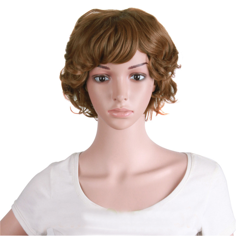 12" short curly wigs dark black brown Silver gray 6 styles Women Wigs Synthetic hair Heat Resistant