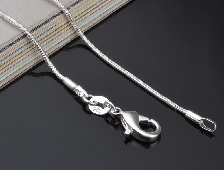Top quality plating 925 sterling silver snake chain necklace 1MM 16-24inches fashion jewelry factory price free shipping