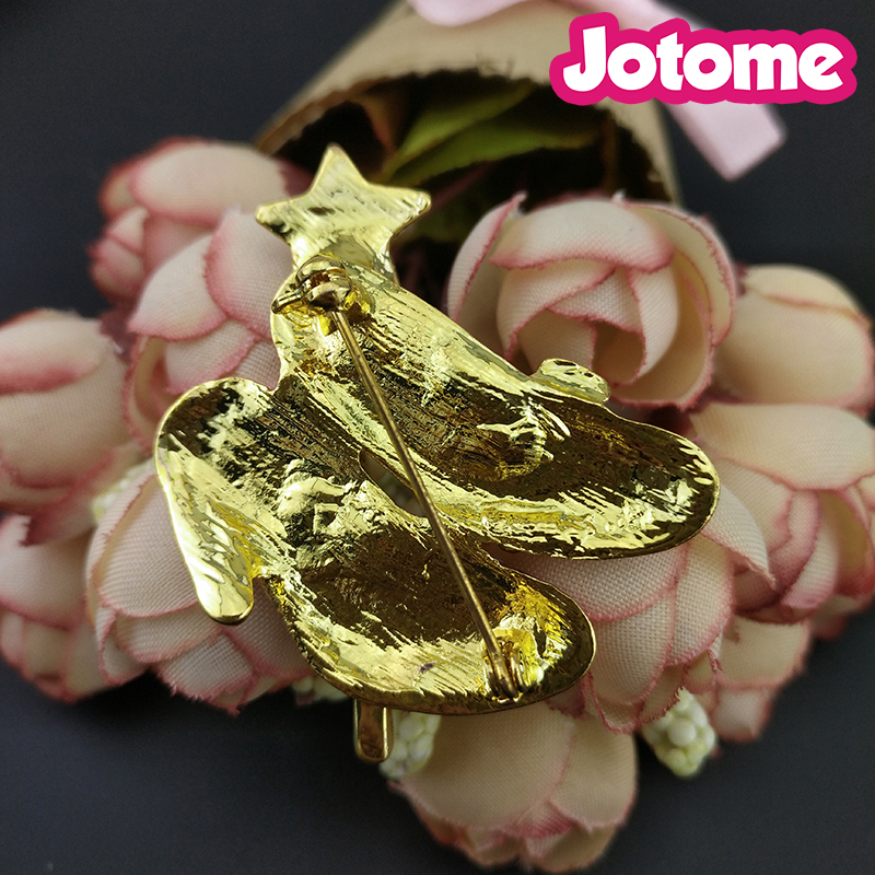 50pcs/lot Gold Tone Crystal Dorothy Wizard Of Oz Style Brooches Red High Heeled Shoes brooch Bow and Star Lapel Pin