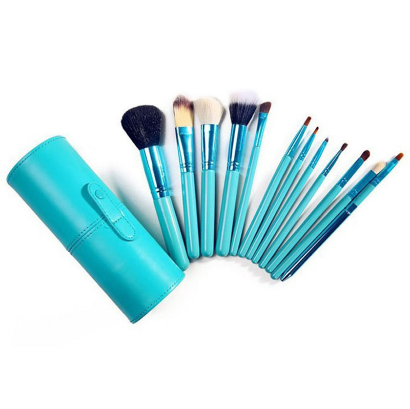 12pcs/lot Makeup Tools Brushes Fashional Cosmetic Brush set kits Tool 5 Colors Facial Make up brushes with Cup Holder Case ZA2032