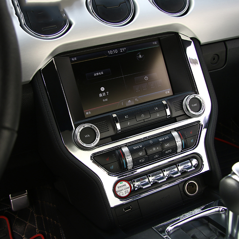 Car DashBoard GPS Frame Panel Decoration Covers ABS For Ford Mustang 2015-2016 Auto Styling Interior Accessories