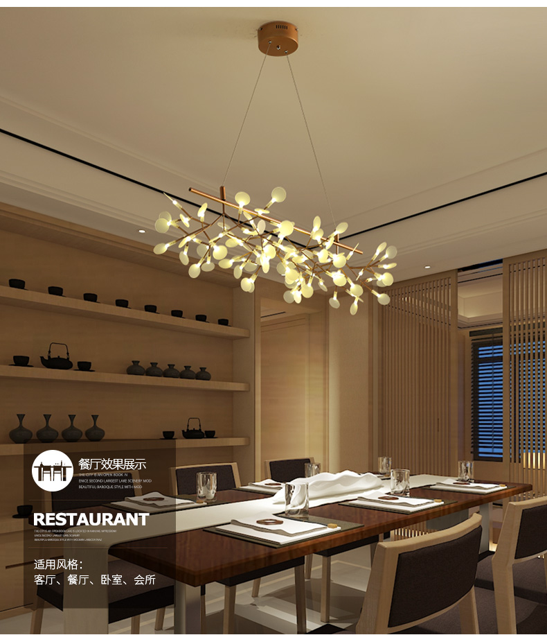 LED Modern Pendant Lamps Firefly Branch Hang chandeliers Lights Fixture Home Indoor Lighting European Romantic Dining Room Bedroom Hanging Droplight 1