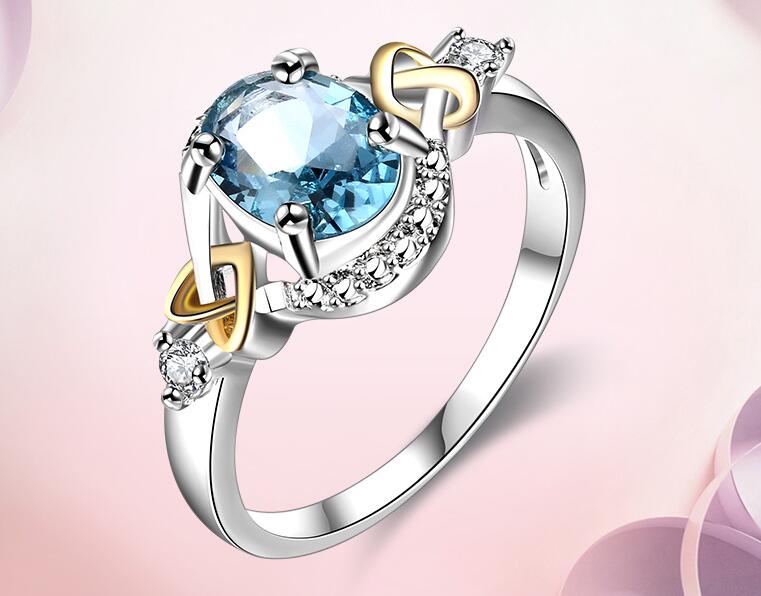 Exquisite White Gold Filled Gemstone Ring: Sapphire, Emerald, Aquamarine