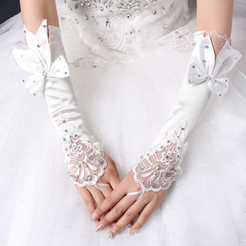 Brand New Bridal Gloves Fingerless Wedding Gloves with Bow for Wedding Dress Elegant White/Ivory Princess Wedding Accessories