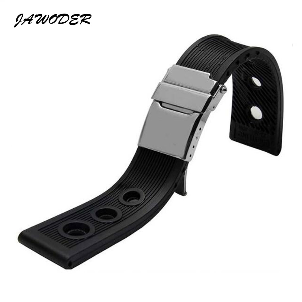 JAWODER Watchband 22mm /24mm Black Waterproof Diving Silicone Rubber Watch Band Strap Silver Stainless Steel Clasp for Watch
JAWODER Watchband 22mm /24mm Black Waterproof Diving Silicone Rubber Watch Band Strap Silver Stainless Steel Clasp for Watch