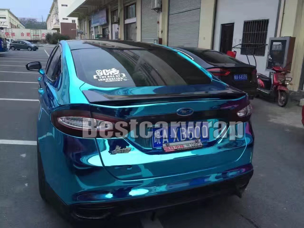 Light Blue stretchable Chrome Vinyl Wrap With Air bubble Free flexible Mirror Chrome For Car styling size:1.52x20m/Roll 5x66ft