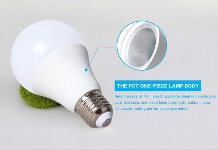 E27 LED Bulb Light Plastic Cover Aluminum 270 Degree Globe Lamp Warm/Cool White Lighting Source