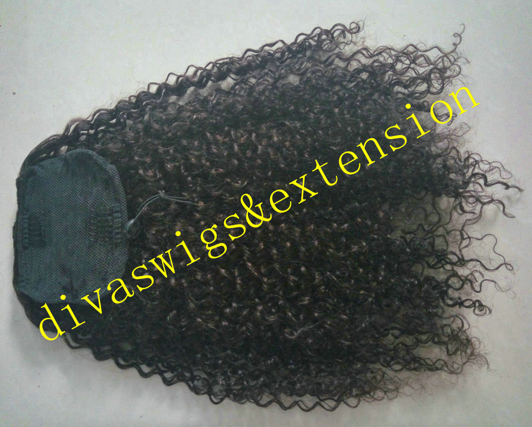 Peruvian virgin hair afro kinky curly human hair ponytail for black women,spiral curly drawstring ponytail clip in hair extension 120g