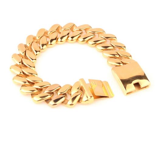 High Quality Biker Stainless Steel Heavy Huge cool Gold cuban curb chain bracelet fashion jewelry for men 20mm 8.66 inch