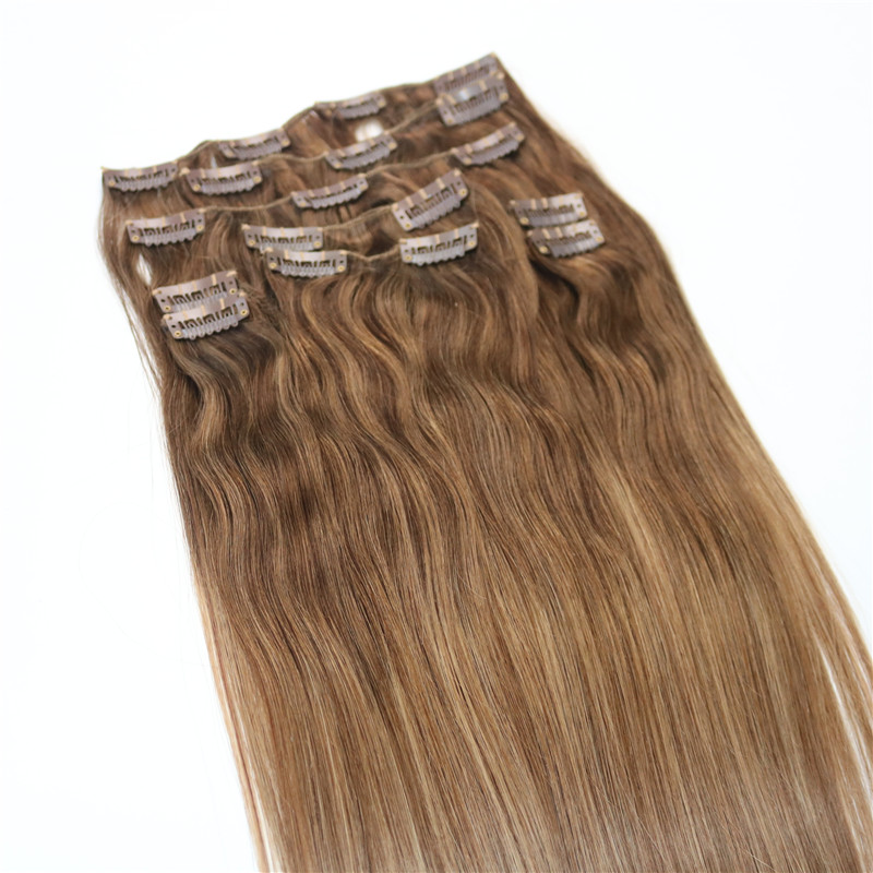 Clip In Human Hair Extensions Brazilian Virgin Hair Three Tone Ombre Dye Color Balayage Blonde Highlights 9pcs 120gram