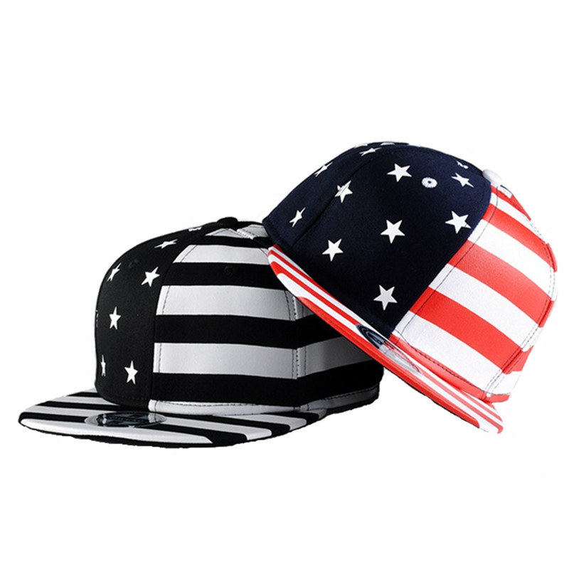 Unisex American Flag Printing Baseball Cap Flat Striped Brim Caps Stars Hip hop Gorras Hat Snapback Hats For Women And Men