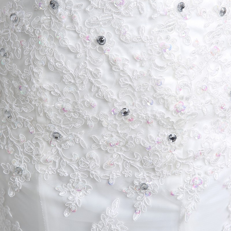 New Sexy White Cheap Mermaid Wedding Dresses 2017 Appliques Lace Up Wedding Party Bridal Gowns Stock Size 6-16 QC335