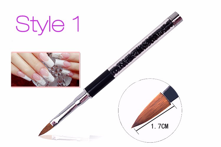 Nail Art Brush Pen Rhinestone Diamond Metal Acrylic Handle Carving Powder Gel Liquid Salon Liner Nail Brush With Cap ZA2094