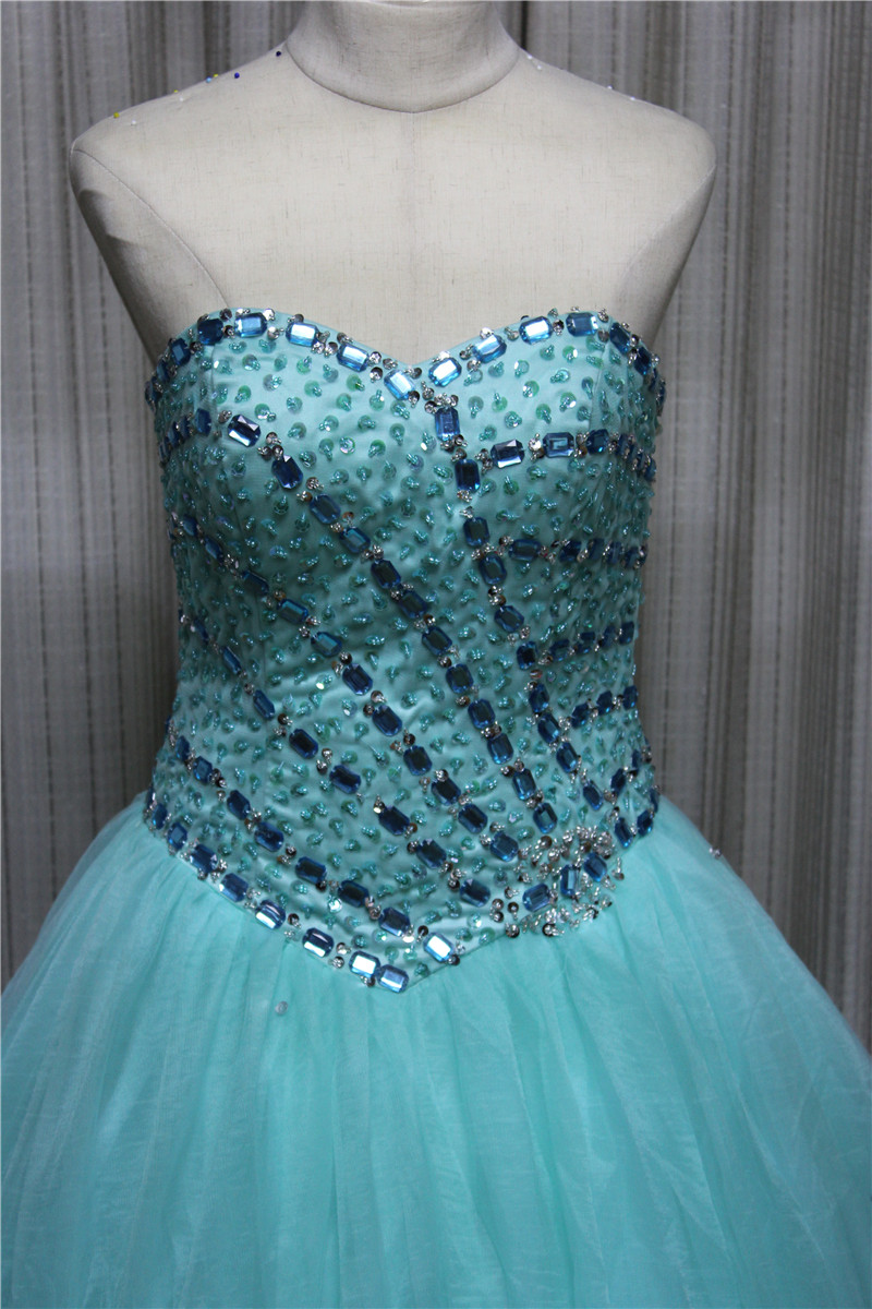 2017 Sexy Crystal Ball Gown Quinceanera Dresses with Beading Sequined Tulle Lace Up Sweet 16 Dresses Vestido Debutante Gowns BQ03