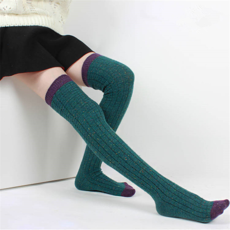 Socks & Hosiery Wholesale- Autumn Winter Wool Women Stockings Warm Fashion Thigh High Over The Knee Long Absorbent Breathable QR443