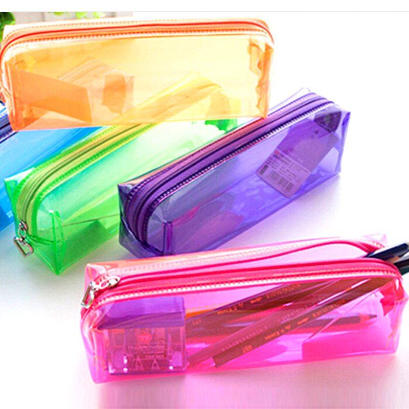 Wholesale Plastic Transparent Pencil Bag Pen case School Stationery Kids Gift Prize Office Home Supplies Bag School Office Supplies