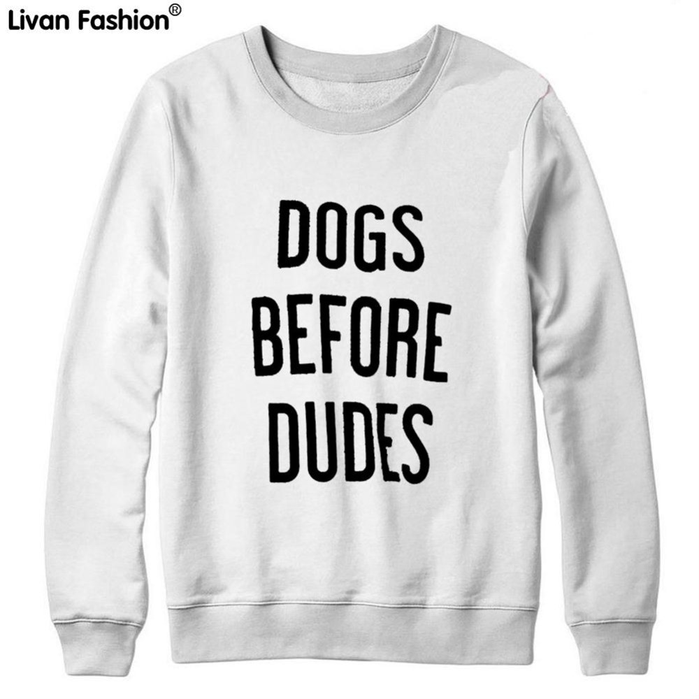 Wholesale- Black Printed "DOGS BEFORE DUDES" Letter Of Spring Fashion Women's Sweatshirts Hedging A Capless ---HLE-ST009
