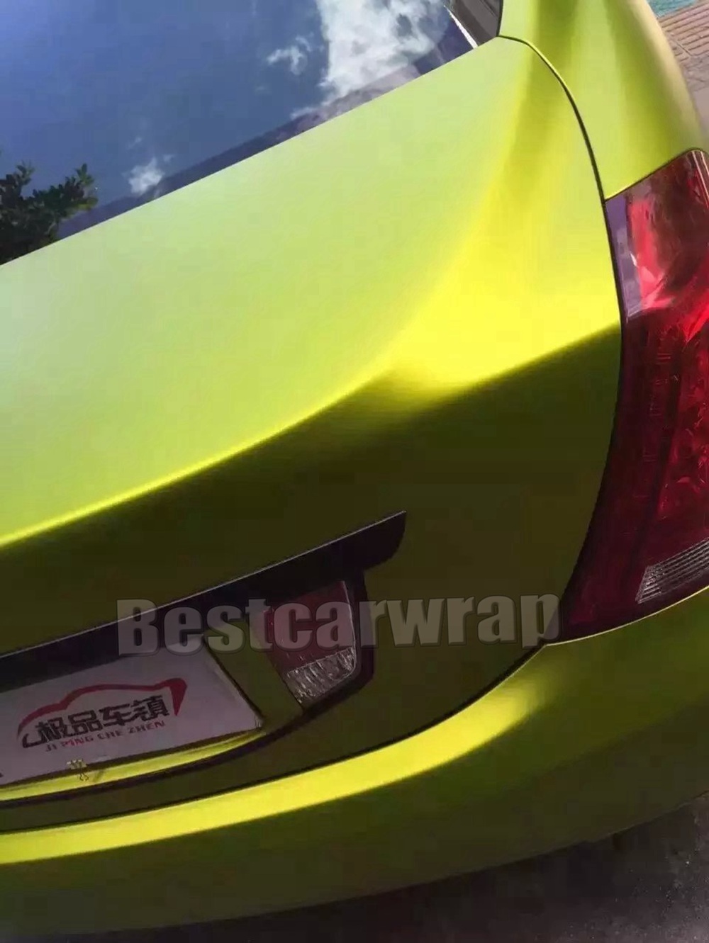 Lime Satin Chrome Viny For Car Wrapping With Air release For Car styling Unique Wrap Foil size 1.52x20m/Roll 4.98x66ft