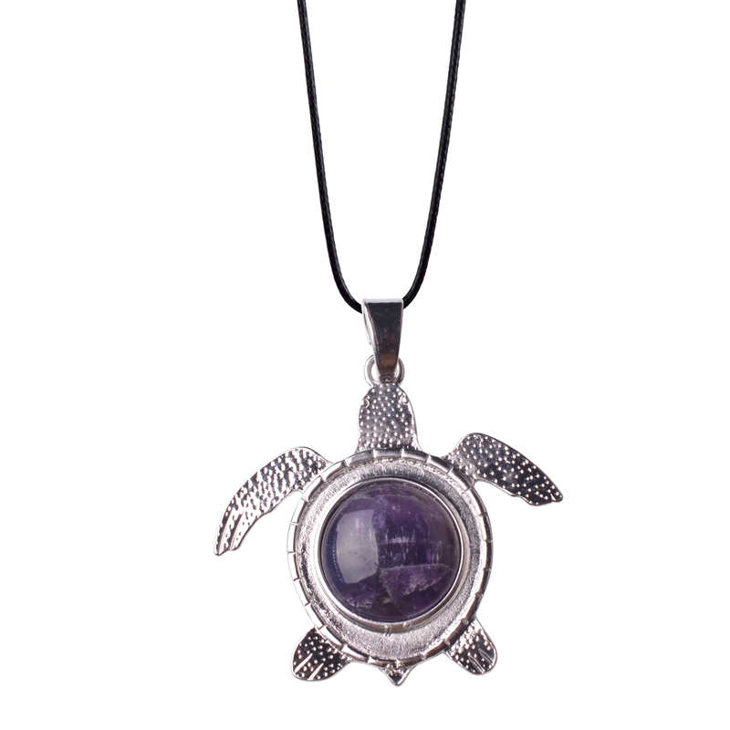 12pc/set 2018 Hot natural stone stainless steel turtle chakra pendant turquoise men and women trendy jewelry natural stone pendant for gift