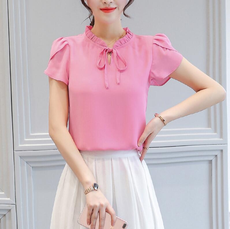 New Brand Classic Design Women's Summer Chiffon Blouse Short Sleeve Petal O Neck Drawstring T Shirt Bowknot Thin T Shirt MN, Blue
New Brand Classic Design Women's Summer Chiffon Blouse Short Sleeve Petal O Neck Drawstring T Shirt Bowknot Thin T Shirt MN, Blue