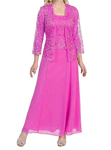 Online Three Pieces Mother Of The Bride Dresses With Jacket Chiffon Full Lace Applique Plus Size Mother of The Bride Dress Formal Gowns