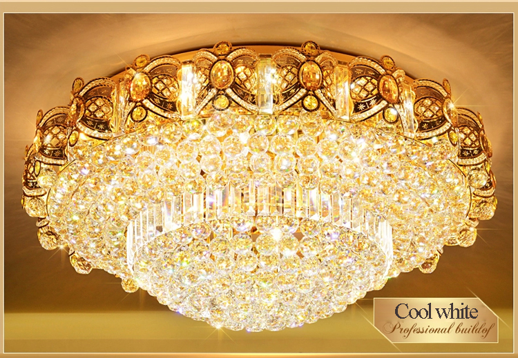 Modern Crystal Ceiling Chandeliers Lights Fixture LED Gold Ceiling Lamps Home Indoor Lighting Warm Neutral Cold White 3 Color Changeable with Controll
