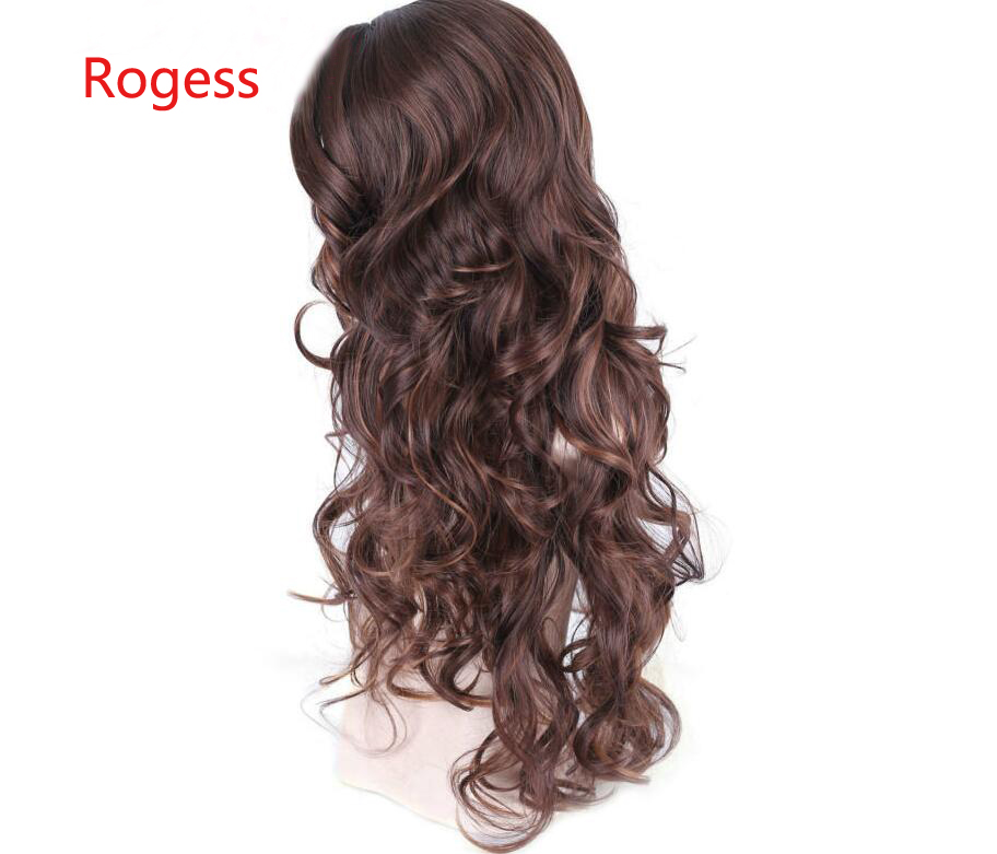 28Inch Long Ombre Brown Wigs For Black Women Heat Resistant Synthetic Wig Big Wavy Pruiken Perruque Synthetic Hair wig